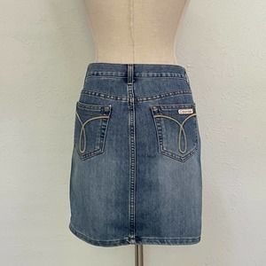 Vintage y2k Calvin Klein Jeans denim mini skirt logo XS extra small stone wash